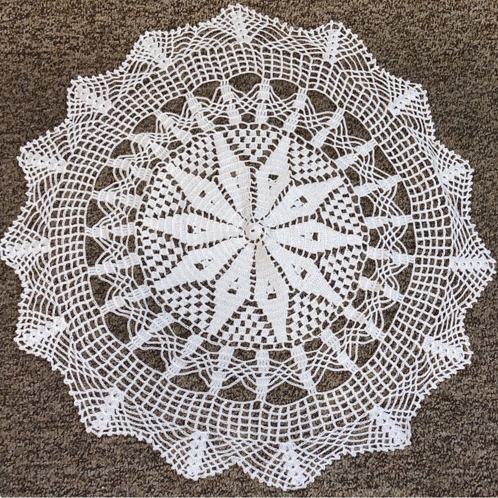 Handmade Round Crochet Lace Doily - White